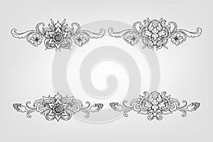 Classical Baroque Filigree Decoration Ornament Vintage Floral Border Style Antique Art Retro