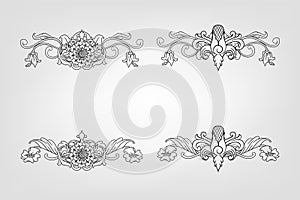 Classical Baroque Filigree Decoration Ornament Vintage Floral Border Style Antique Art Retro