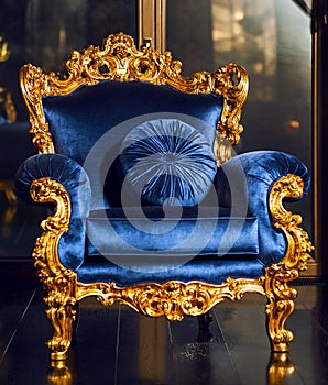 Classical blue royal sofa on luxurious interior