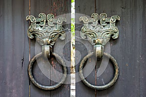 Classical bronze beast door knocker
