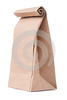 Classical brown paper bag isolated on white background