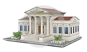 A classical building of courthouse on a piece of ground photo