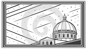 Classical Building in Frame Vector, Architecture & Heritage, vector design Generative AI