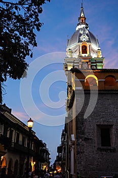 Classical Church Pagoda, Cartagena de Indias Cultural City, Colombia.