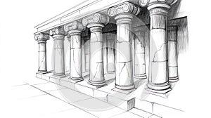 Ionic Columns Sketch - Ancient Architecture.