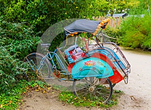 Classical cycle ricksha cart, Vintage transportation vehicle from Asia