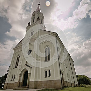 Classical czech architecture historic church on countryside.