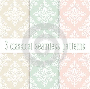Classical delicate seamless pattern set