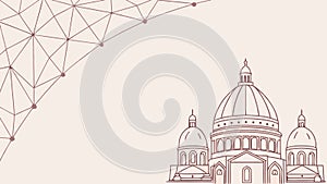 Classical Dome Building with Abstract Geometric Pattern, vector design Generative AI