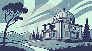 Classical Domed Building on Hillside Road, vector design Generative AI