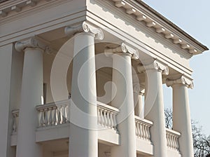 Classical four columns ionic portico