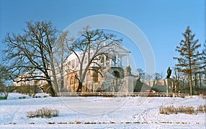 Classical gallery building in winter