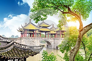 Classical gardens and ancient buildings of Slender West Lake, Yangzhou, China