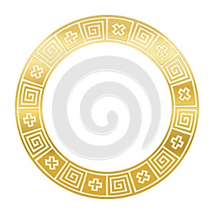 Classical Golden Greek Meander Pattern Circle Frame