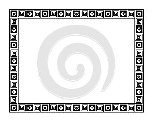 Classical Greek meander, rectangle frame, made of seamless meander pattern