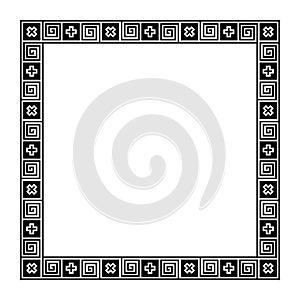 Classical Greek meander, square frame, made of seamless meander pattern