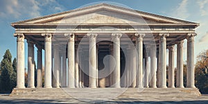 A Classical Greek Temple with Towering Marble Columns for Historical Architecture and Ancient Design Inspiration photo