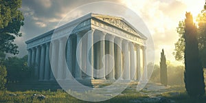 A Classical Greek Temple with Towering Marble Columns for Historical Architecture and Ancient Design Inspiration photo
