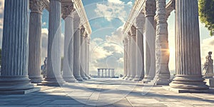 A Classical Greek Temple with Towering Marble Columns for Historical Architecture and Ancient Design Inspiration photo