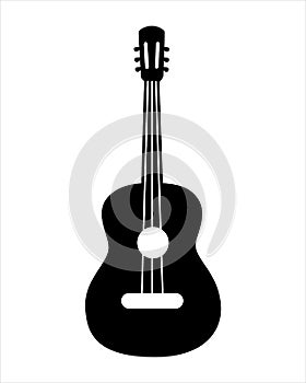 Classical guitar cartoon style on isolated background.