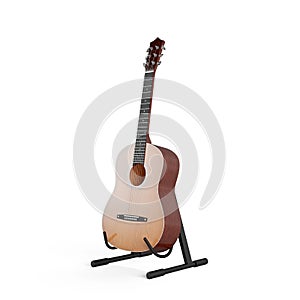 Classical guitar isolated on a vertical white background.