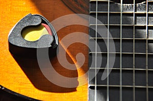 Classical guitar. Issuing a stringed instrument sounds. Fretboard, strings