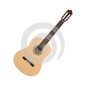 Guitar classic acoustic music instrument white background photo