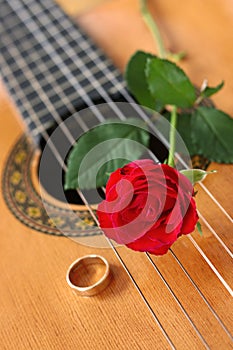 Classical Guitar & Red Rose