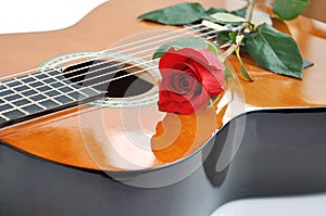 Classical guitar and rose.