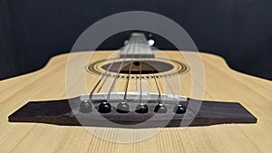 Classical guitar strings close up. Top view