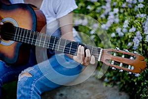 Classical guitarists and musicians playing happily. Music Concepts