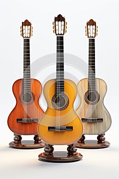 Classical guitars on a white background.