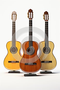 Classical guitars on a white background.