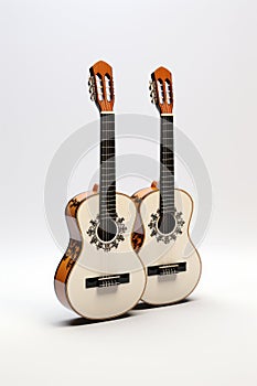 Classical guitars on a white background.