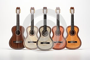 Classical guitars on a white background.