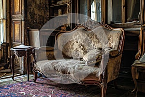 Classical House antique wooden furniture with decorative elements. Generate ai
