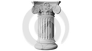 Classical ionic column isolated on white background