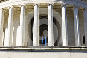 Classical Ionic fluted columns of the Thomas Jefferson Memorial, West Potomac Park, Washington DC