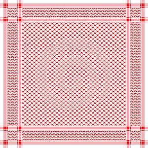 Classical keffiyeh vector pattern. Traditional Middle Eastern headdress. Arabic cotton scarf with houndstooth print and geometric