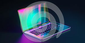 A classical laptop hardware in vibrant colors in isometric view.