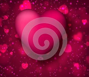 Classical magenta balloon heart background.