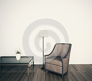 Classical modern interior armchair face blank wall