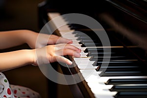 Classical music at a concert. Pianist plays a melody on the piano