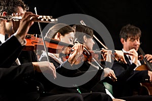 Classical music concert: symphony orchestra on stage