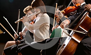 Classical music concert: symphony orchestra on stage