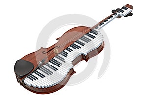 Classical music duet concept. Violin and piano, 3D rendering