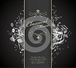 Classical music festival advertising poster template with tunes.