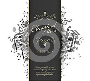 Classical music festival advertising poster template with tunes.