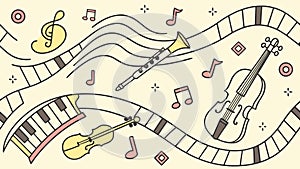 Classical Music Instruments Seamless Pattern Background, vector design Generative AI