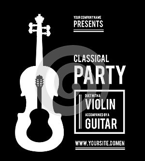 Classical music party. Duet violin and guitar